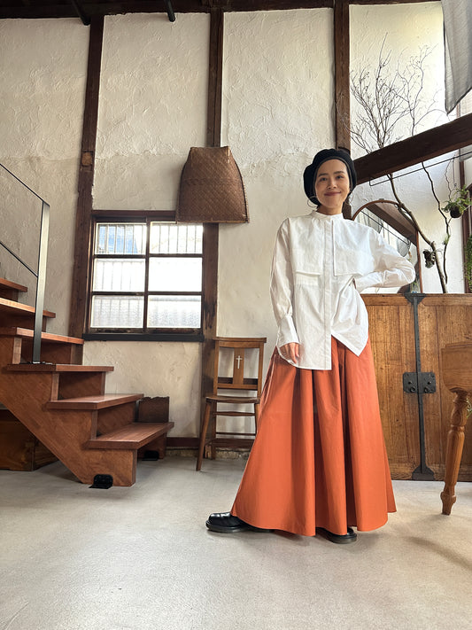 【新色】オレンジブラウン　コットンボリュームスカート