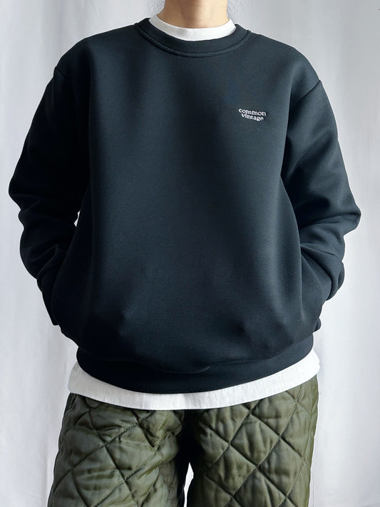 《ブラック》ポケット付き『もっちり』ポンチスウェット