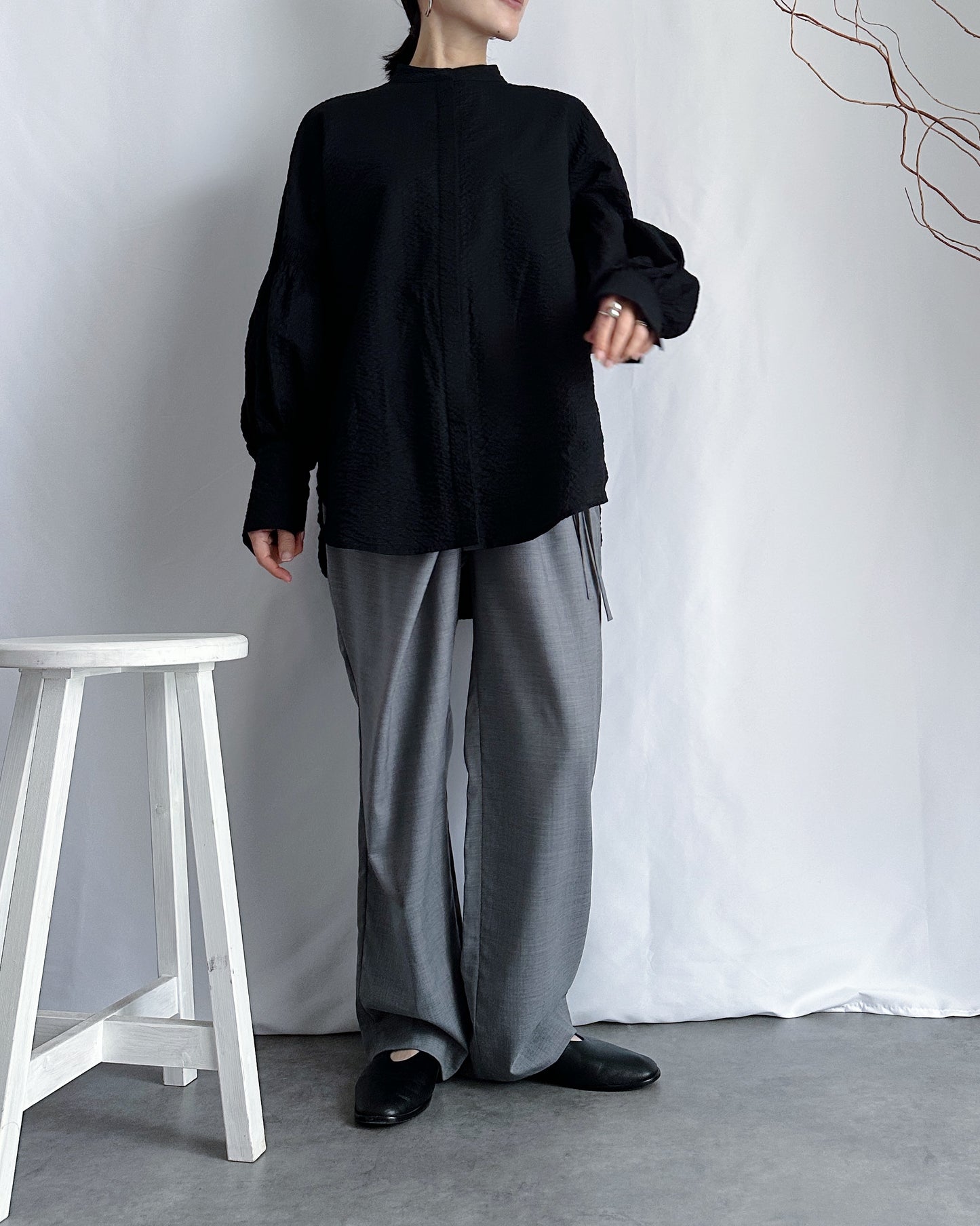 【先行予約品】ギャザースリーブコットンブラウス