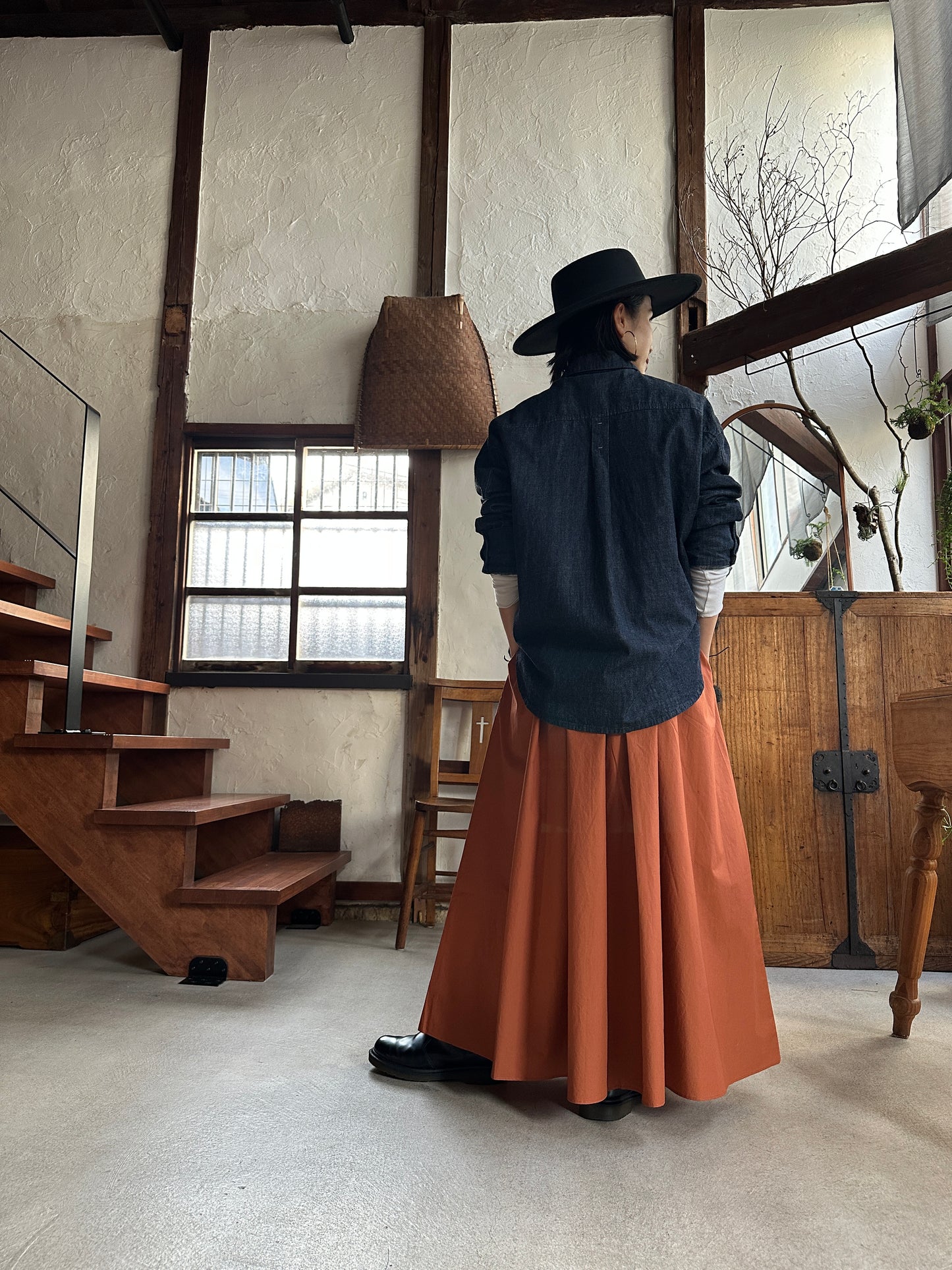 【新色】オレンジブラウン　コットンボリュームスカート