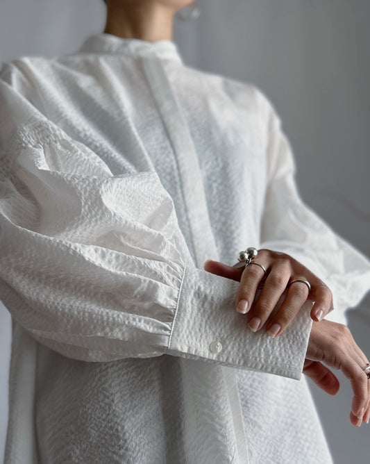 【先行予約品】ギャザースリーブコットンブラウス