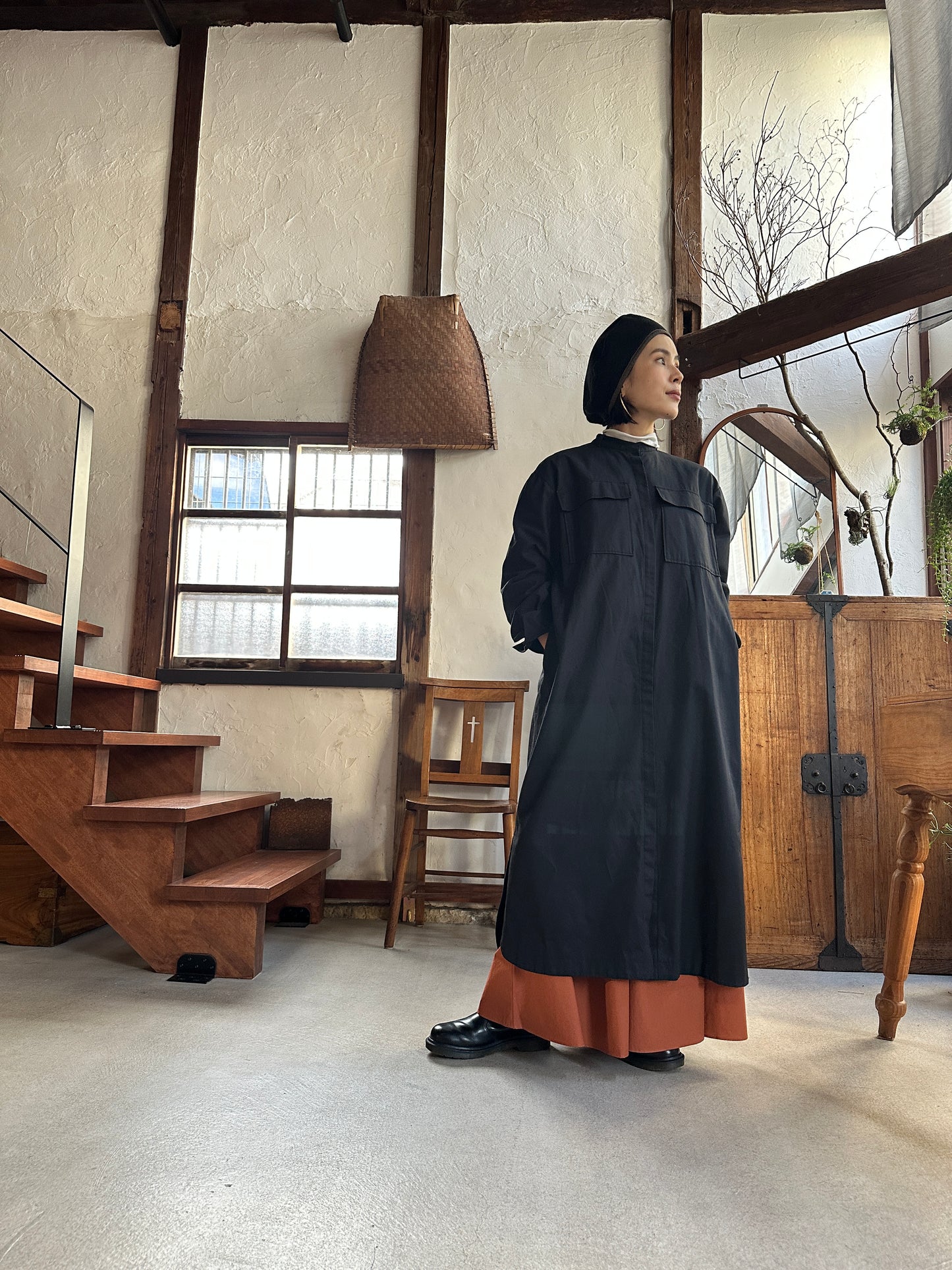 【新色】オレンジブラウン　コットンボリュームスカート