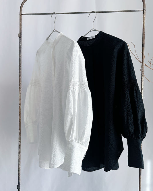 【先行予約品】ギャザースリーブコットンブラウス